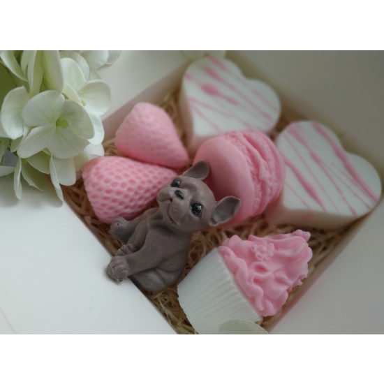 Box mydeł z pieskiem